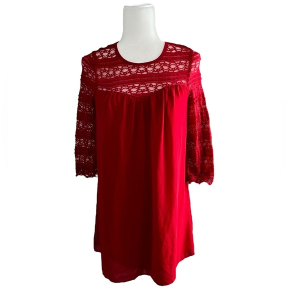 Speechless Red Long Lace Sleeve Dress - Picture 1 of 16